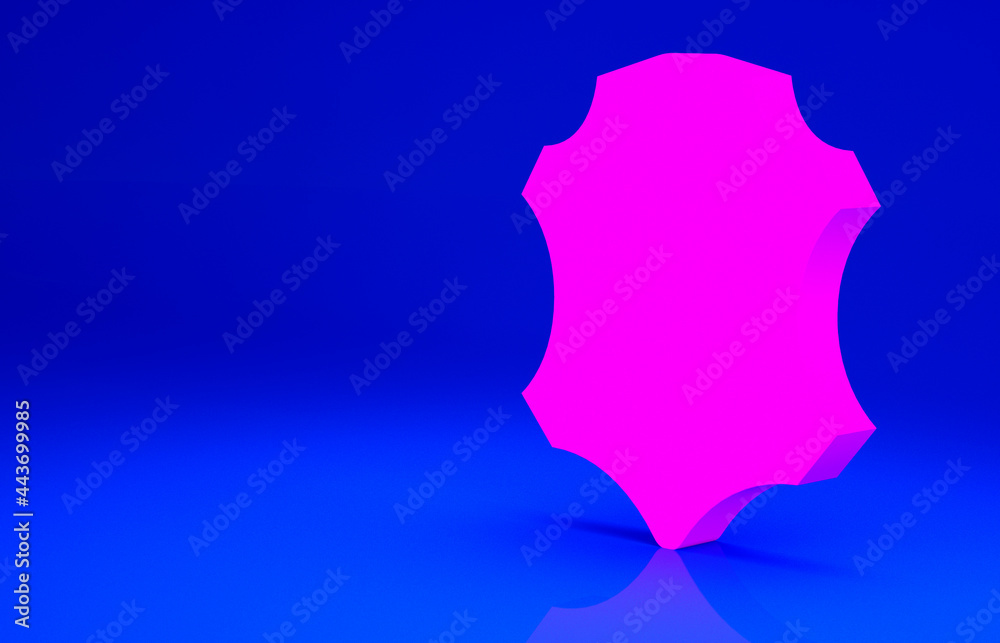 Pink Leather icon isolated on blue background. Minimalism concept. 3d illustration 3D render