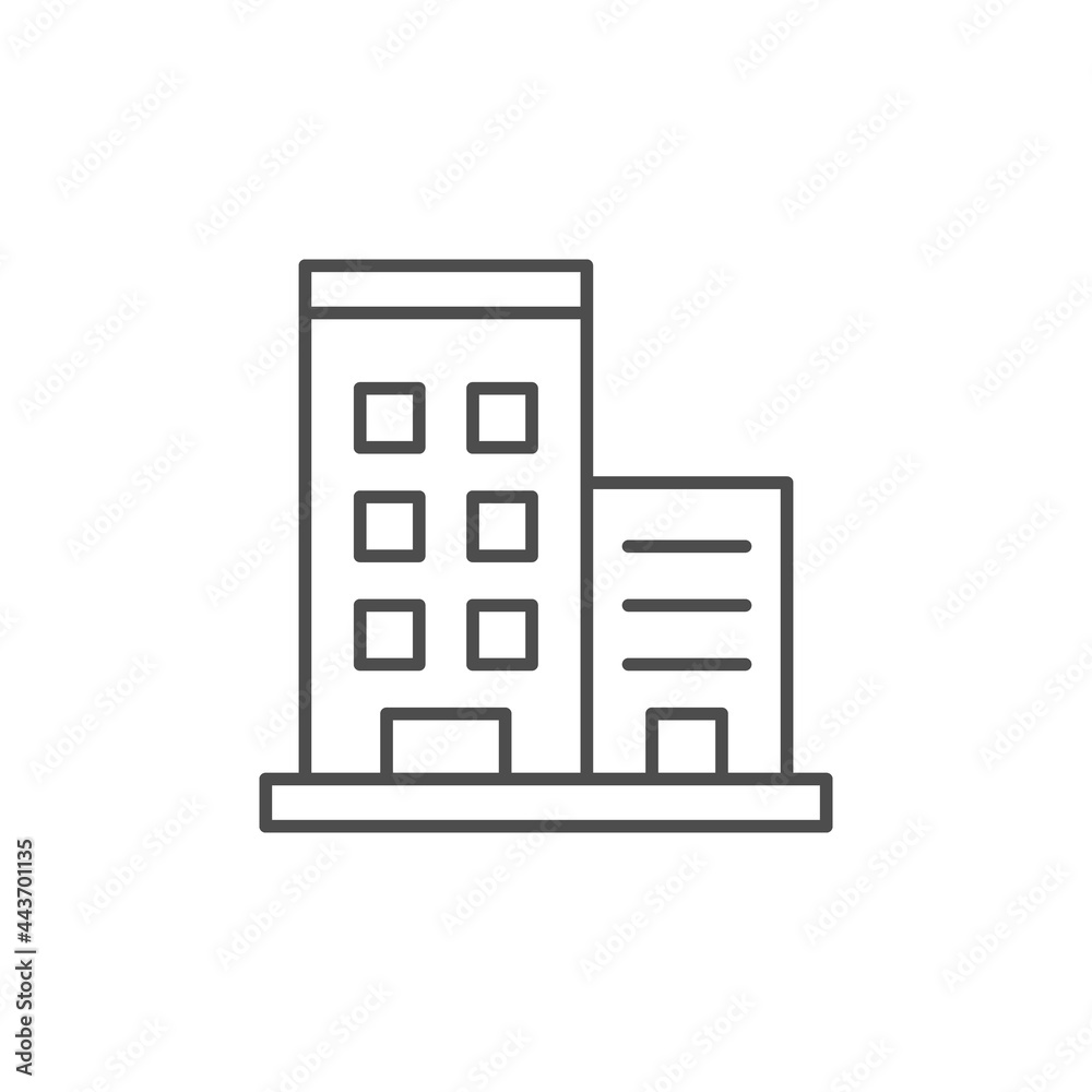 Apartment house line outline icon isolated on white Apartment house line outline icon isolated on white