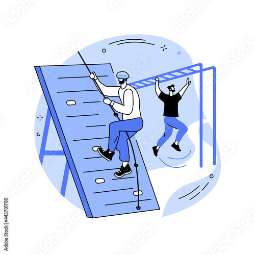 Obstacle course park abstract concept vector illustration.