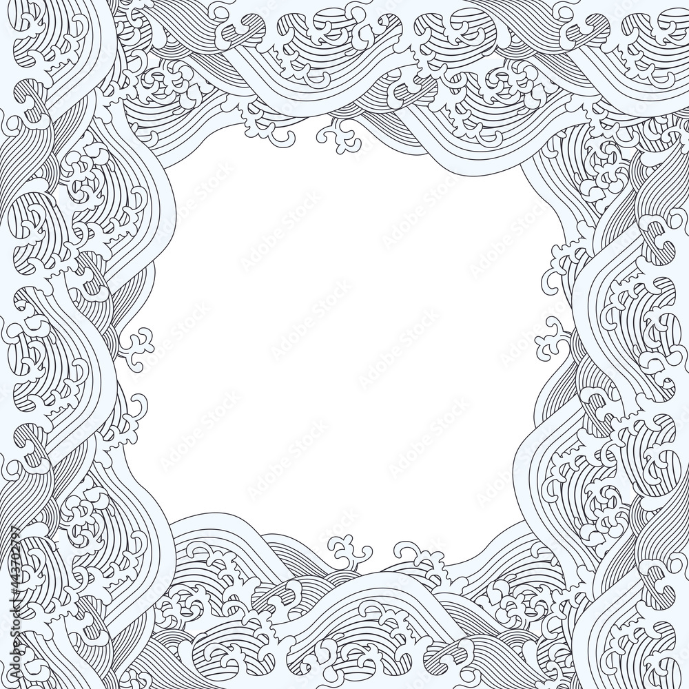 Obraz premium Big wave vector illustration. Old Japanese artwork with big wave 60s black and white style. Perfect for poster, postcard, packaging, templates, banners, fabric, prints, business, logo. EPS10