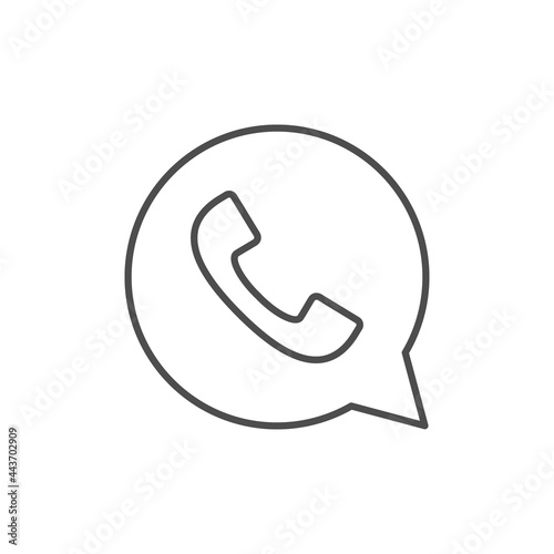 Phone call line outline icon isolated on white