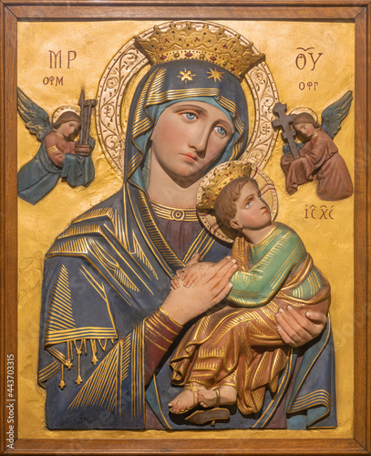 VIENNA, AUSTIRA - JUNI 24, 2021: The relief of Madonna (Our Lady of Perpetual...