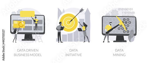 Data analytics abstract concept vector illustrations.