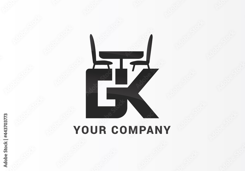GK initial monogram logo combine with table GK initial monogram logo combine with table