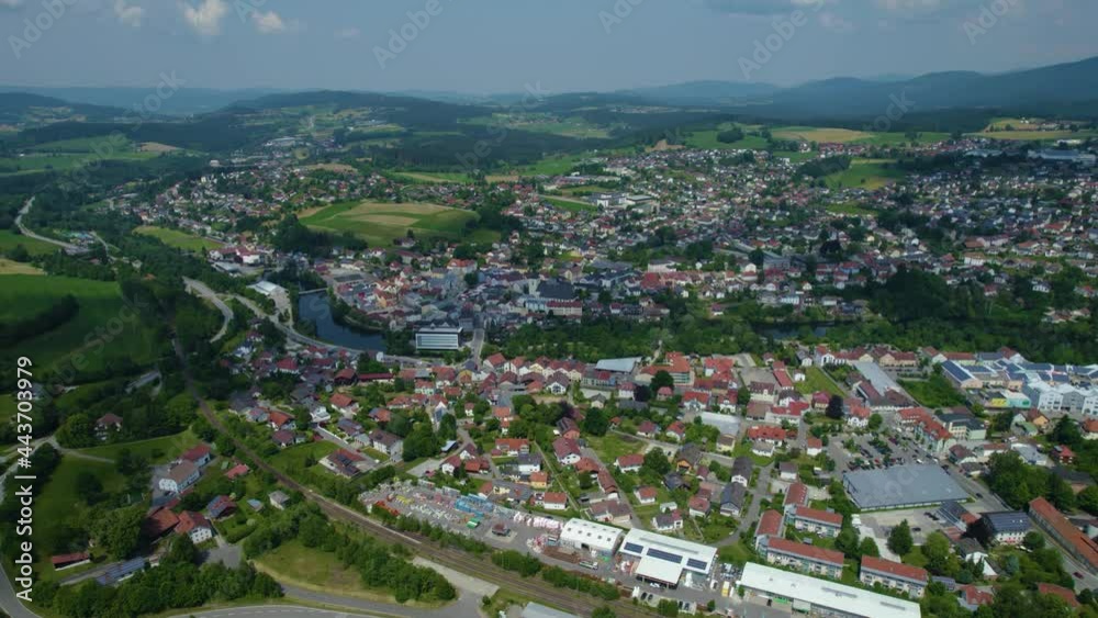 Aerial view around the city Regen in Germany., Bavaria on a sunny afternoon in spring. Aerial view around the city Regen in Germany., Bavaria on a sunny afternoon in spring.
