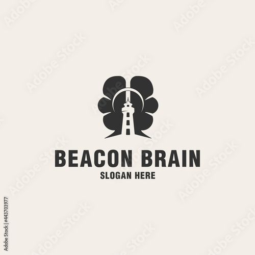 Beacon brain logo template on monogram style