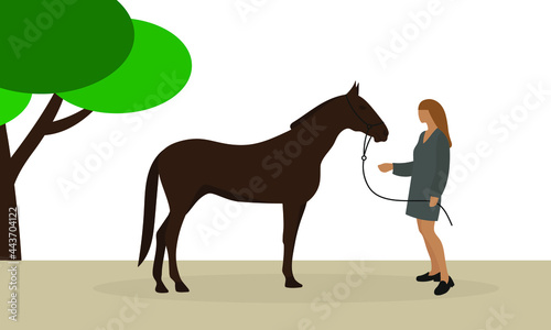 Female character with horse outdoors