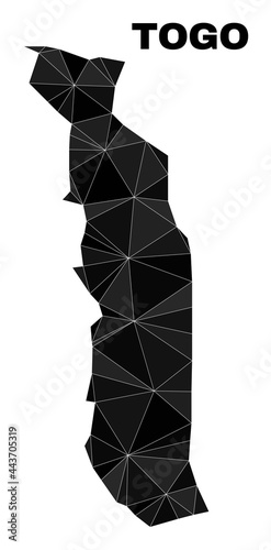 Low-poly Togo map. Polygonal Togo map vector filled of random triangles. Triangulated Togo map polygonal abstraction for political posters.