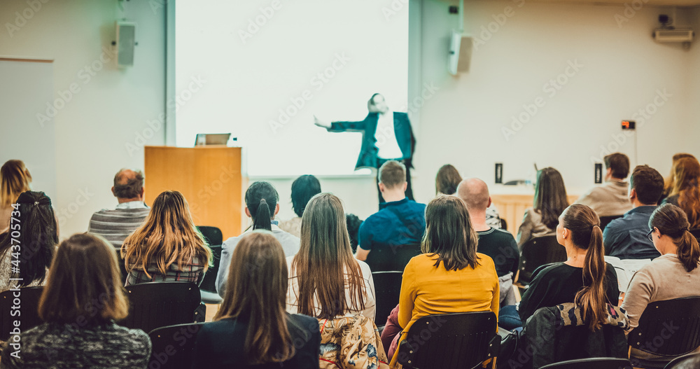 Fototapeta premium Audience in lecture hall on scientific conference.