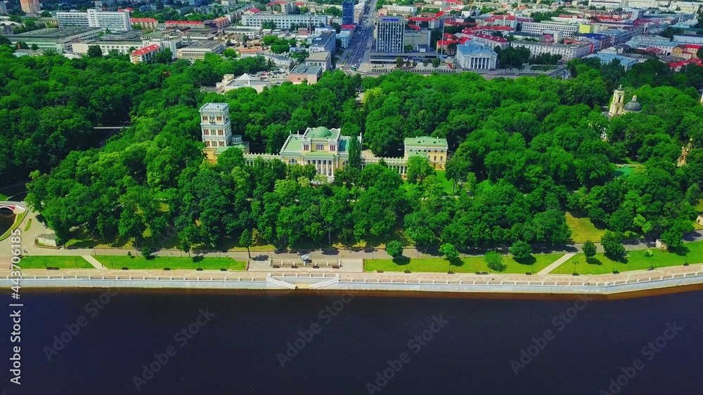 Palace of the Rumyantsevs-Paskevichs and Sozh river. Gomel. Belarus.