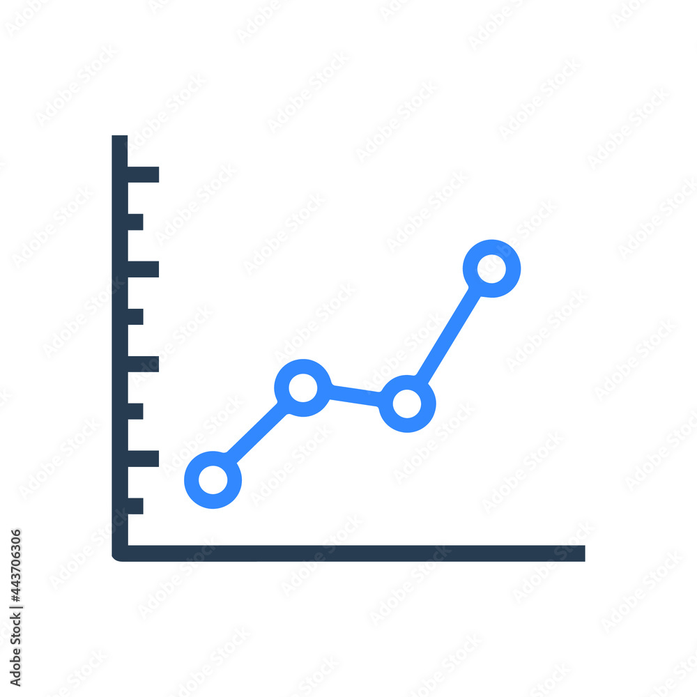 Analytic line graph statistics icon (Black and blue Vector illustration) Analytic line graph statistics icon (Black and blue Vector illustration)