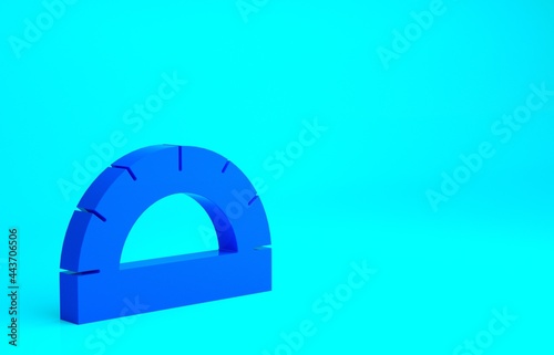 Blue Protractor grid for measuring degrees icon isolated on blue background. Tilt angle meter. Measuring tool. Geometric symbol. Minimalism concept. 3d illustration 3D render