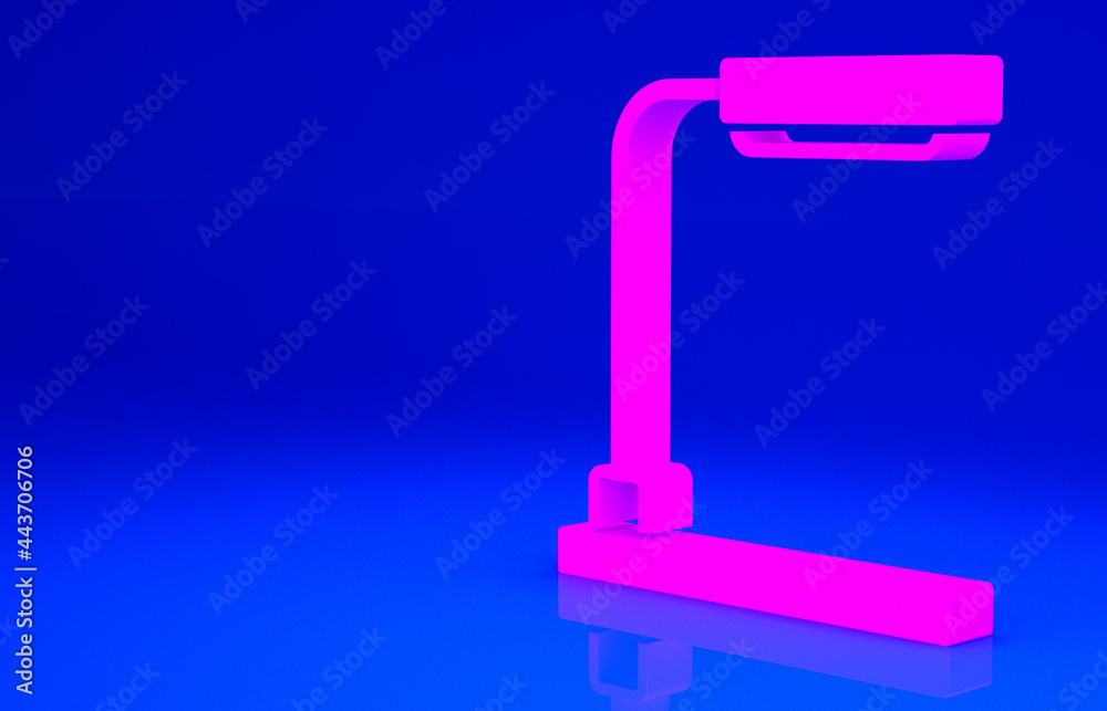 Pink Table lamp icon isolated on blue background. Minimalism concept. 3d illustration 3D render Pink Table lamp icon isolated on blue background. Minimalism concept. 3d illustration 3D render