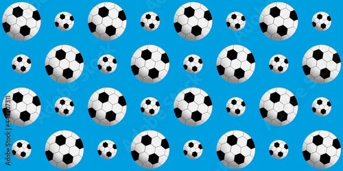 Soccer balls repeat seamless pattern - Vector Illustration