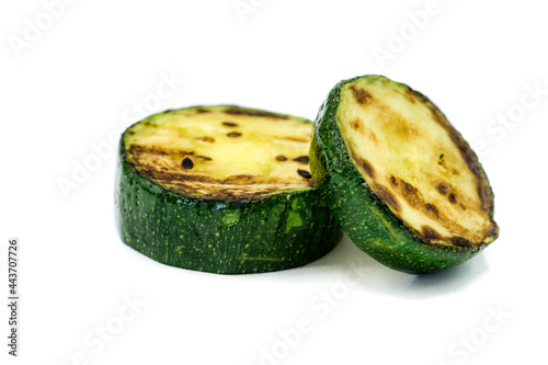 Grilled zucchini isolated on white background