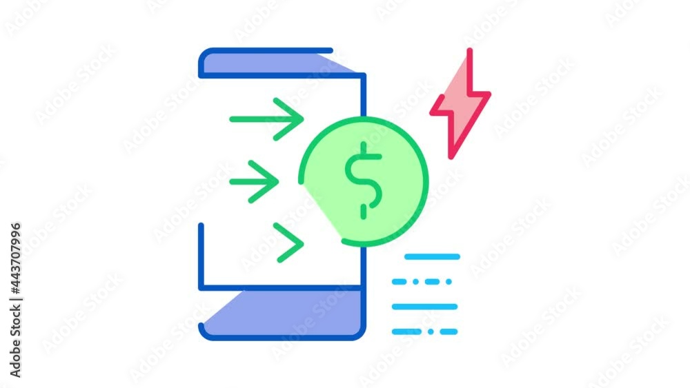 money transfer phone Icon Animation. color money transfer phone animated icon on white background money transfer phone Icon Animation. color money transfer phone animated icon on white background