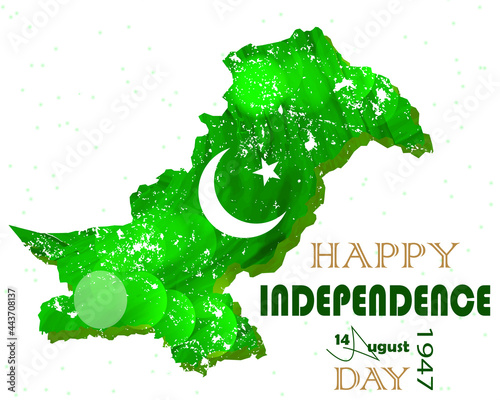 Illustration abstraction of Happy Pakistan Independence Day, celebrating independence day 14 august 1947 concept isolated