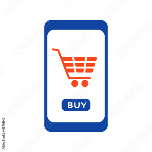 Mobile phone shopping or online shopping icon