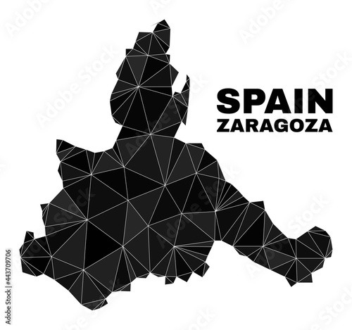 Low-poly Zaragoza Province map. Polygonal Zaragoza Province map vector constructed of randomized triangles. Triangulated Zaragoza Province map polygonal collage for patriotic templates.