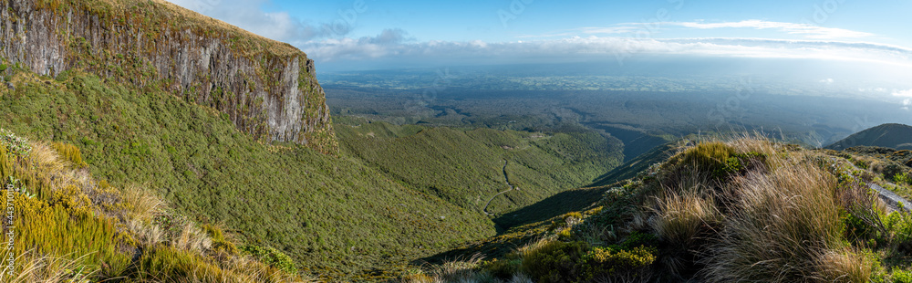 View of Mount Taranaki on a sunny summer day, New Zealand