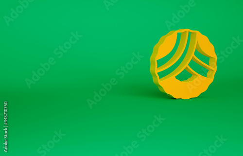 Orange Memorial wreath icon isolated on green background. Funeral ceremony. Minimalism concept. 3d illustration 3D render