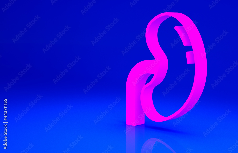 Pink Human kidney icon isolated on blue background. Minimalism concept. 3d illustration 3D render Pink Human kidney icon isolated on blue background. Minimalism concept. 3d illustration 3D render