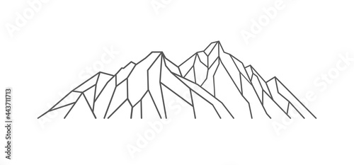 Mountains linear draving. Abstract mountains, sevral peaks. Vector isolated on white.