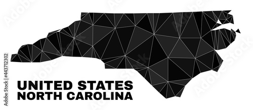 lowpoly North Carolina State map. Polygonal North Carolina State map vector is combined from scattered triangles. Triangulated North Carolina State map polygonal collage for political posters.
