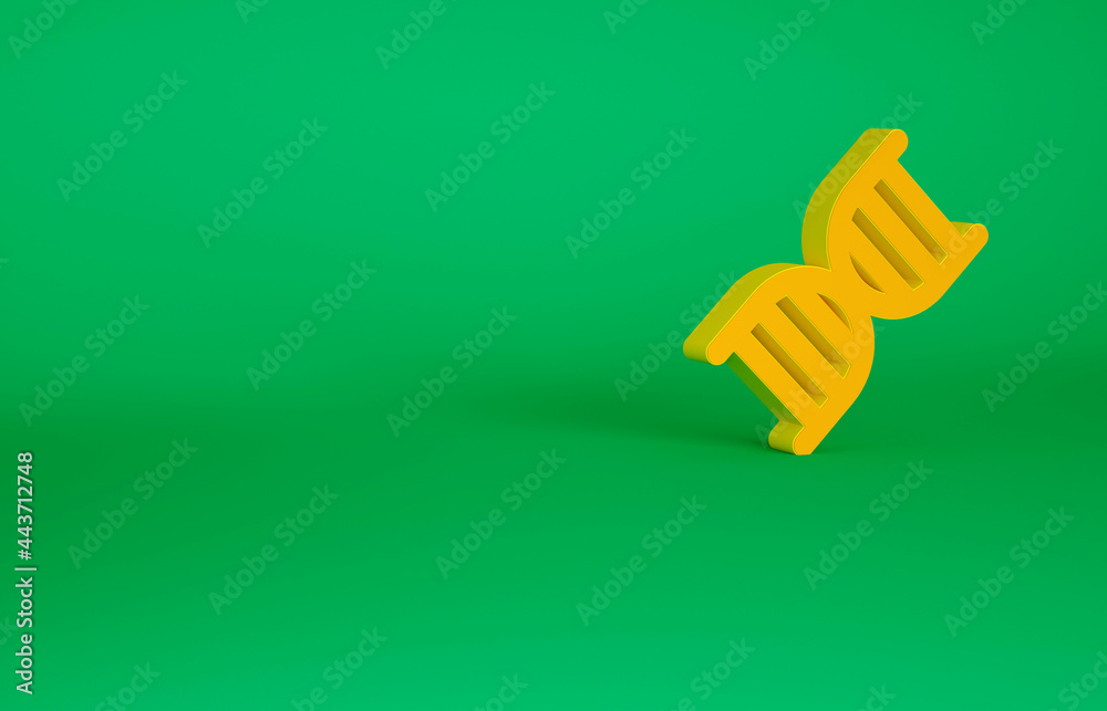 Orange DNA symbol icon isolated on green background. Minimalism concept. 3d illustration 3D render
