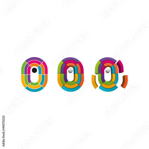 Linear, animated number zero. vector symbol