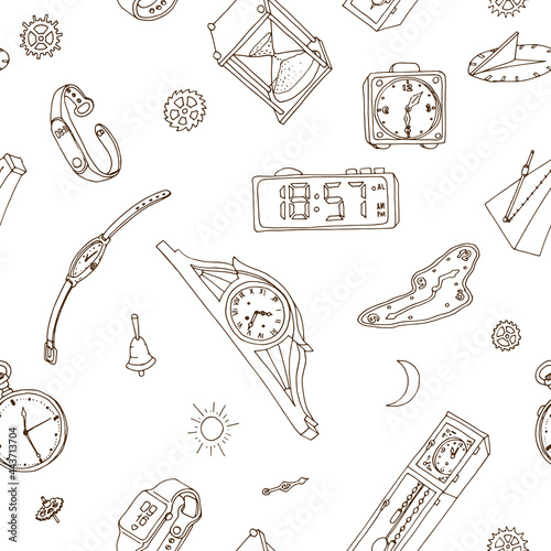 seamless pattern of hand drawn watch  doodle