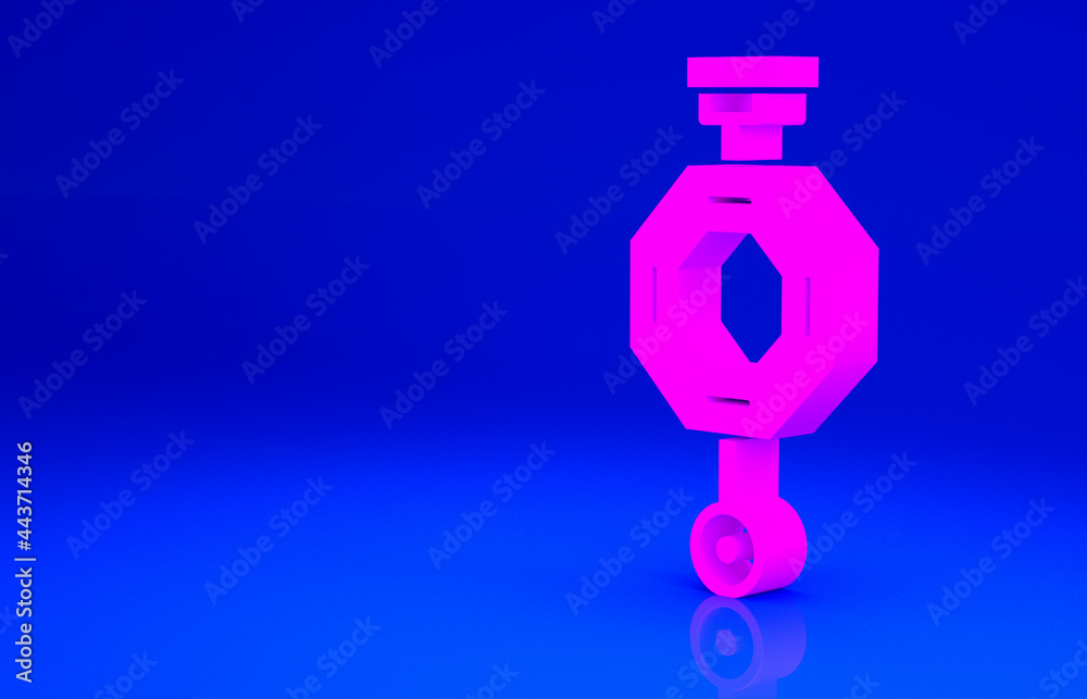 Pink Chinese paper lantern icon isolated on blue background. Minimalism concept. 3d illustration 3D render Pink Chinese paper lantern icon isolated on blue background. Minimalism concept. 3d illustration 3D render