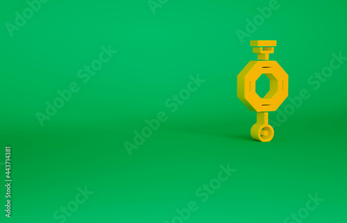 Orange Chinese paper lantern icon isolated on green background. Minimalism concept. 3d illustration 3D render