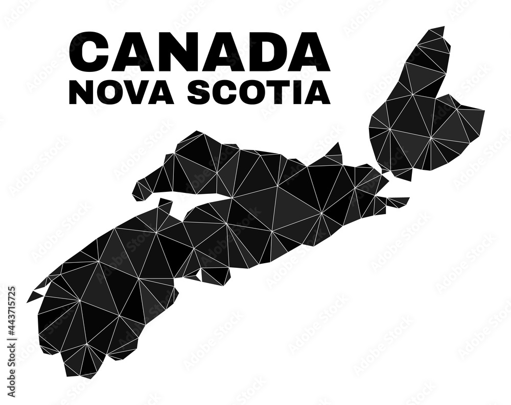 Low-poly Nova Scotia Province map. Polygonal Nova Scotia Province map vector is constructed from randomized triangles.