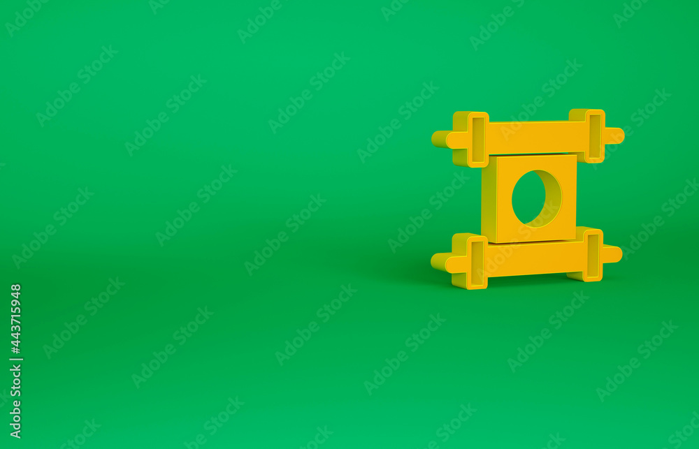 Orange Decree, paper, parchment, scroll icon icon isolated on green background. Chinese scroll. Minimalism concept. 3d illustration 3D render