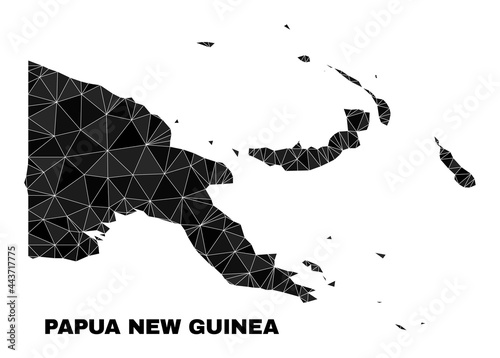 Low-poly Papua New Guinea map. Polygonal Papua New Guinea map vector filled of scattered triangles. Triangulated Papua New Guinea map polygonal model for patriotic posters. photo