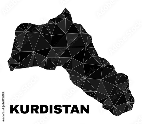 lowpoly Kurdistan map. Polygonal Kurdistan map vector is filled from random triangles. Triangulated Kurdistan map polygonal collage for political posters. photo