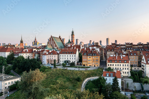 Warszawa panoramic view of Old Town and downtown © Cinematographer