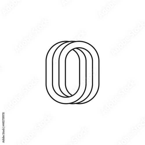 The letter zero and O, formed by intertwined lines. vector symbol