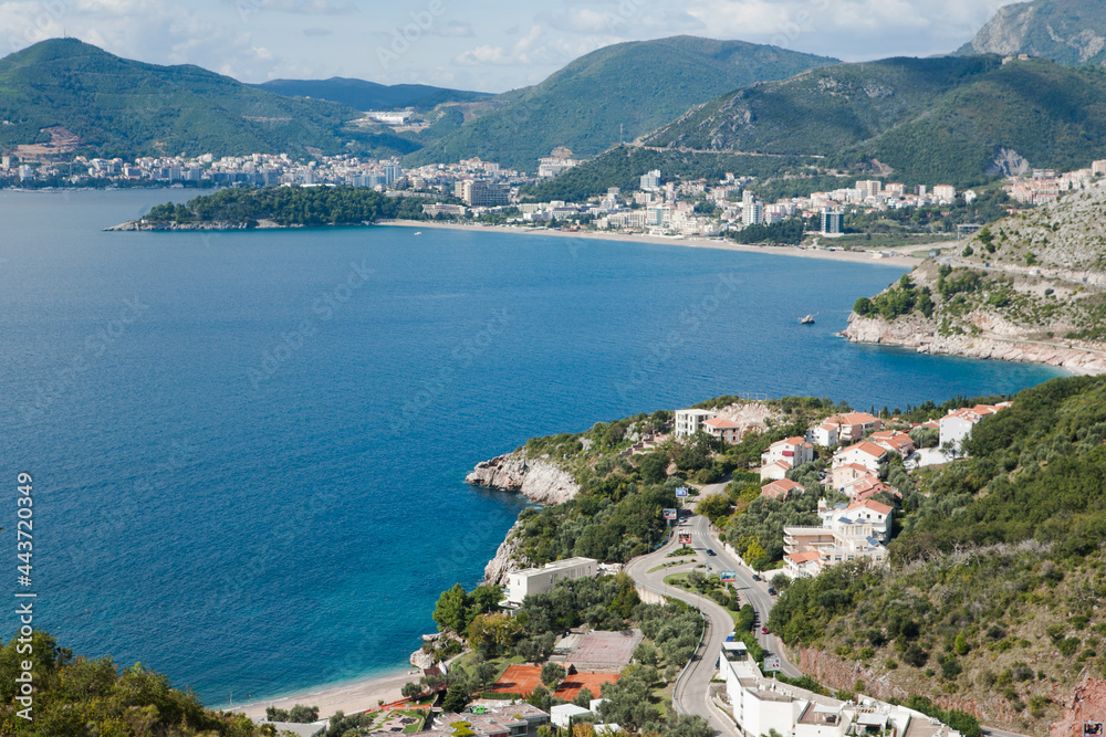Panoramic landscape of Budva riviera in Montenegro