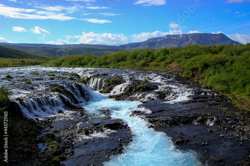 The beautiful blue water of Br  arfoss waterfall  Iceland