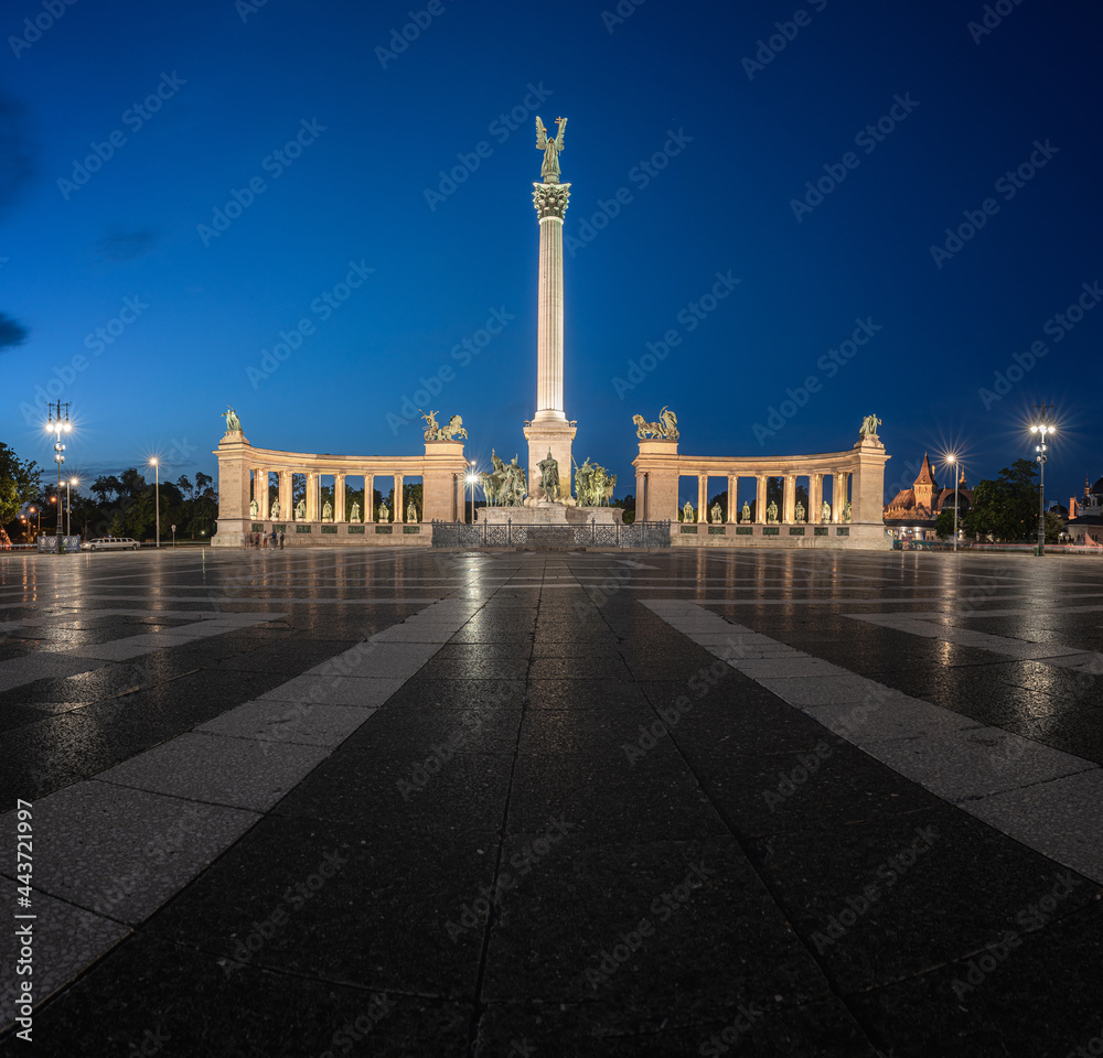 Famous Heroes Square in Budapest, Hungary