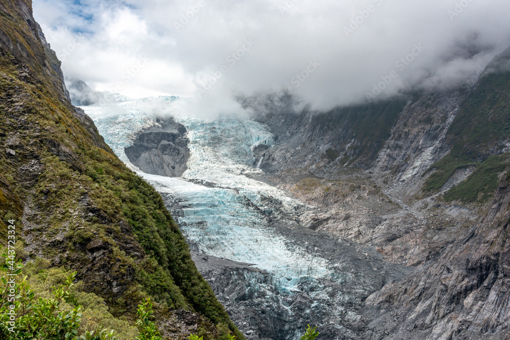 Beautiful summer day at Franz Josef glacier, New Zealand