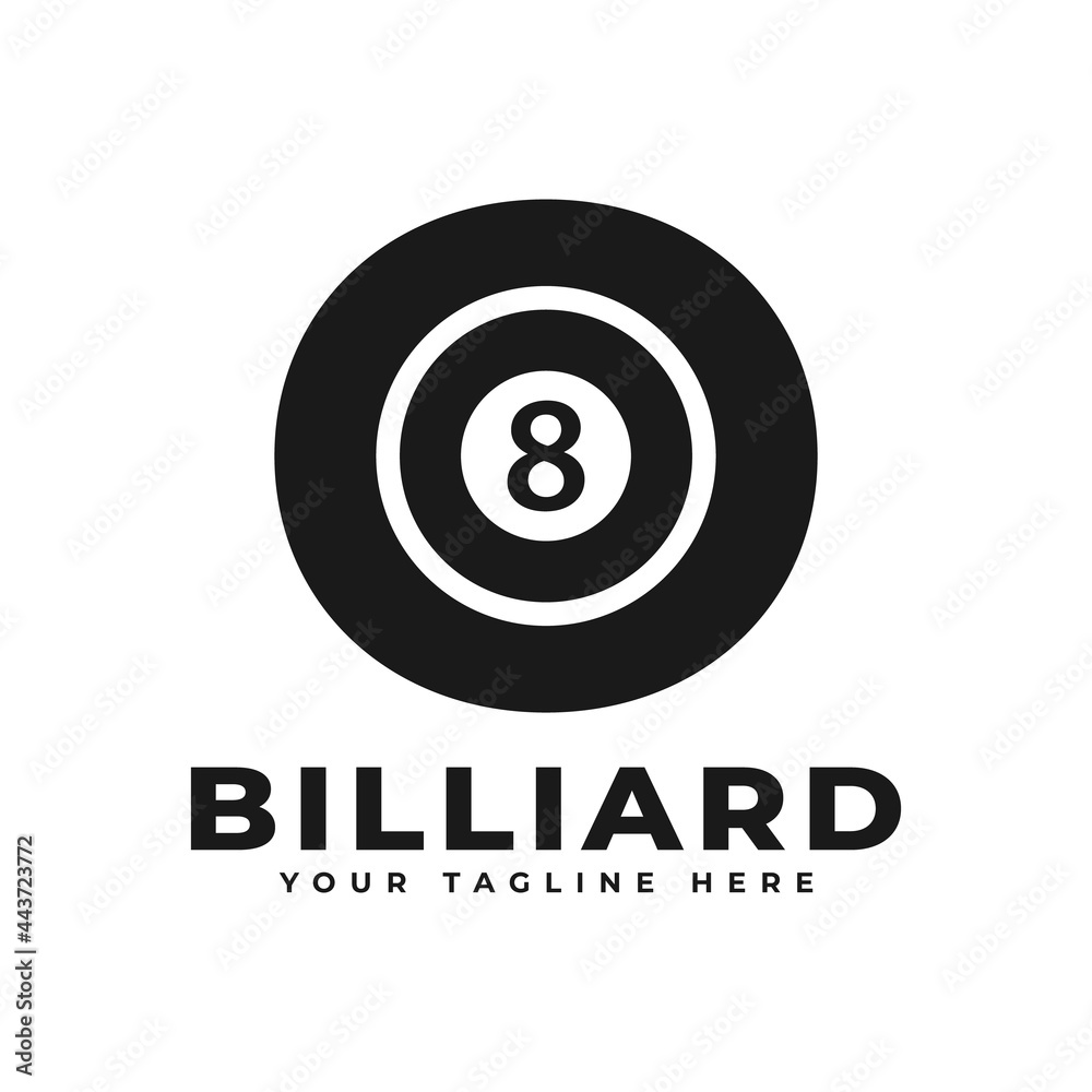 Letter O with Billiards Logo Design. Vector Design Template Elements for Sport Team or Corporate Identity.