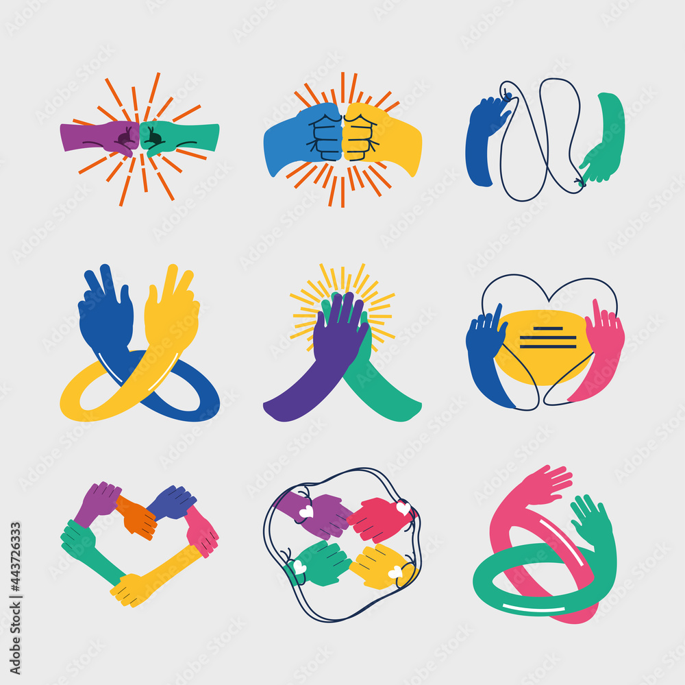 friendship hands set Stock Vector | Adobe Stock