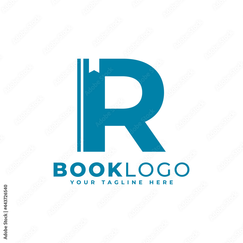 Letter Initial R Book Logo Design. Usable for Education, Business and Building Logos. Flat Vector Logo Design Ideas Template Element