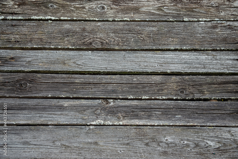 Horizontal texture of old gray wooden planks