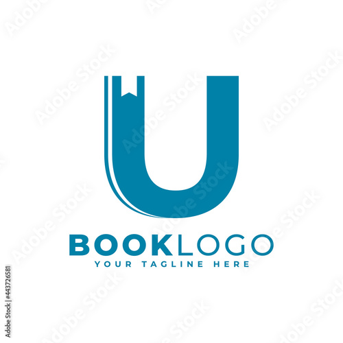 Letter Initial U Book Logo Design. Usable for Education, Business and Building Logos. Flat Vector Logo Design Ideas Template Element