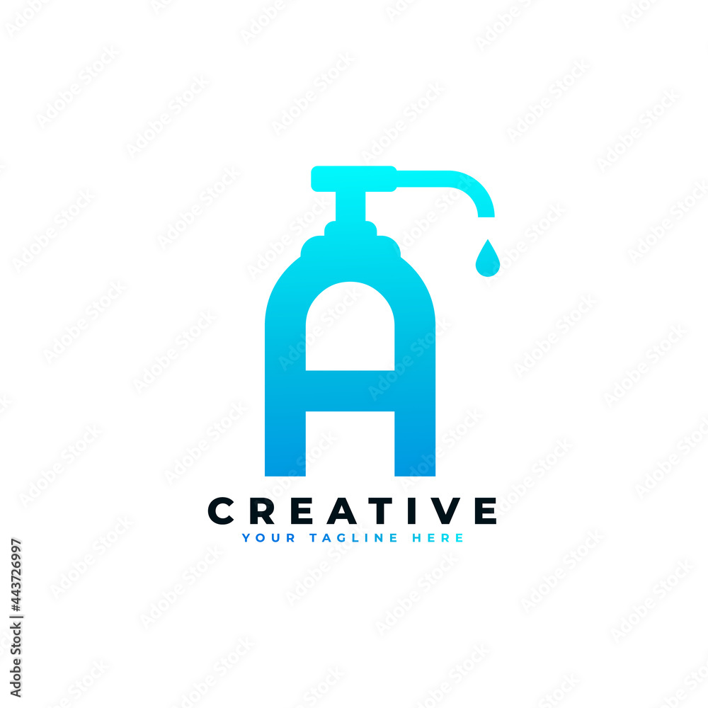 Antibacterial Hand Sanitizer Logo. Initial Letter A with Hand Sanitizer Logo. Antibacterial Hand Sanitizer Logo. Initial Letter A with Hand Sanitizer Logo.