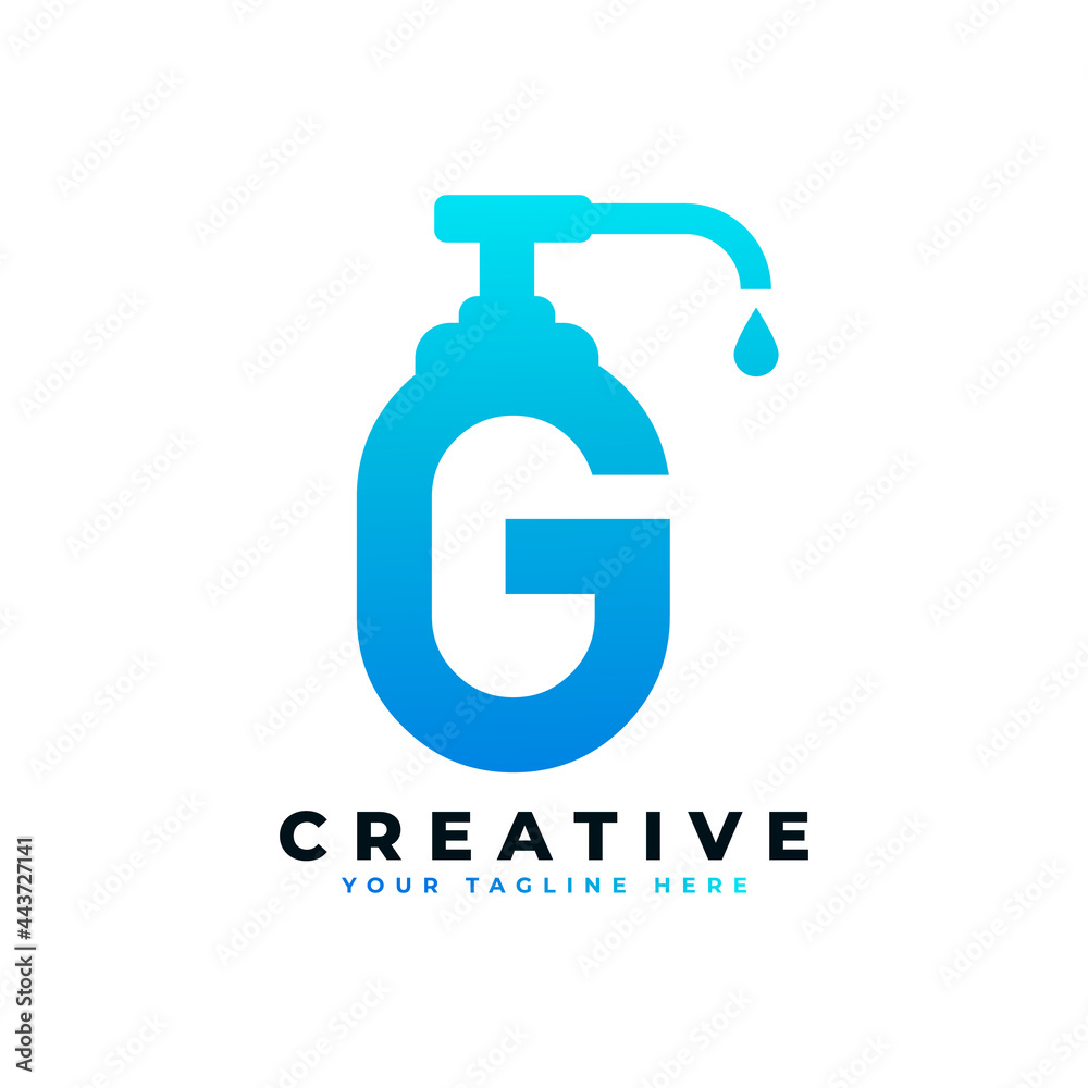 Antibacterial Hand Sanitizer Logo. Initial Letter G with Hand Sanitizer Logo. Antibacterial Hand Sanitizer Logo. Initial Letter G with Hand Sanitizer Logo.
